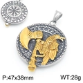 Vintage Wikinger Raben und Axt Totem Titanstahl Halskette Anhänger für Männer 47x38mm - Anhänger Ohne Kette (KP117708-LU) / 47x38mm