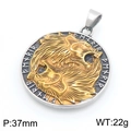 Vintage Wikinger Doppelwolf Anhänger aus Titanstahl, 37 mm Durchmesser - Anhänger Ohne Kette (KP117710-LU) / 37mm