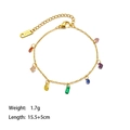 Detail of 18K gold stainless steel chain bracelet with seven colorful gemstone charms - Colorful Bracelet (QYE226) / 15.5+5cm