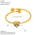 Detail view showing 17mm inner diameter of 18k gold plated stainless steel ring - Heart Shape Style (SR189G) / Gold