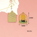 Detailed view of black cat enamel charm with dimensions 25x18mm and 2.5g weight - 10 Pieces Pack / Sun with Black Cat