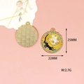 Detailed view of cat-themed enamel pendant with size and weight dimensions... - 10 Pieces Pack / Moon with Black & White Cat