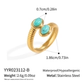 Detail eines 18K vergoldeten Edelstahlrings mit Türkis-Steinen und Größenangaben - Türkisfarbener Edelstein (YYR023112-B)