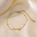 Gold plated heartbeat and heart charm bracelet with adjustable chain for women - Heart EKG (QYE2166) / Gold