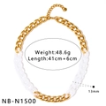 Trendy gold and clear acrylic chunky chain necklace, weight 48.6g, length 41+6cm. - 41+6cm Length 13mm Width / Transparent White Patchwork Necklace (NB-N1500)