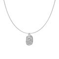Vintage Silberne Tulpen-Relief-Halskette mit eleganter Schlangenkette für Frauen - Geprägte Rose / Stahlfarbe