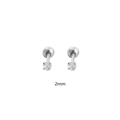Boucles d'oreilles cœur 2mm en argent S925 et zircon avec fermoir à vis cartilage - Style Cœur (YHE0749) / Argent 925 / 2mm / Argent