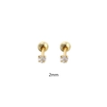 Petites boucles d'oreilles à vis en argent S925 avec cœur en zircon 2mm, finition or - Style Cœur (YHE0749) / Argent 925 / 2mm / Or