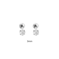 Boucles d'oreilles cœur en argent s925 et zircon de 3 mm avec fermoir à vis sécurisé - Style Cœur (YHE0749) / Argent 925 / 3mm / Argent
