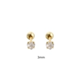Clous d'oreilles cœur en zircon 3mm en argent sterling s925 avec finition dorée et vis de sécurité - Style Cœur (YHE0749) / Argent 925 / 3mm / Or