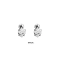 Boucles d'oreilles cœur 4mm en argent S925 et zircon avec fermoir de sécurité à vis - Style Cœur (YHE0749) / Argent 925 / 4mm / Argent