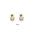 Élégantes boucles d'oreilles cœur en zircon 4mm en argent S925 avec fermoir à vis or - Style Cœur (YHE0749) / Argent 925 / 4mm / Or