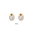 Élégantes boucles d'oreilles cœur en zircon 5mm avec fermoir à vis en argent doré - Style Cœur (YHE0749) / Argent 925 / 5mm / Or