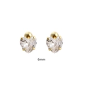 Élégantes boucles d'oreilles cœur en zircon de 6 mm plaquées or avec fermoir à vis - Style Cœur (YHE0749) / Argent 925 / 6mm / Or