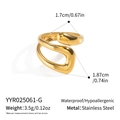 18K gold plated stainless steel geometric open ring with measurements and material info - Double Layer Streamlined Style (YYR025061-G)
