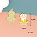 Detail view of cat paw enamel charm with 27mm height and 20mm width dimensions. - Pink and White Cat Paw (Y-132)