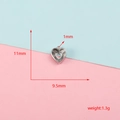 Edelstahl herzförmige Steinfassung Detail mit 11mm und 9,5mm Abmessungsmarkierungen - Herz Krallenfassung (9.5x11mm, 5#) / Silber