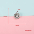 Detailansicht der Abmessungen der runden Edelsteinfassung aus Edelstahl für DIY-Schmuck - Runde Strukturierte Fassung (14x16mm, 9#) / Silber