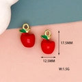Detailed view of red apple enamel charm with dimensions 17.5x12.5mm and weight 1.5g. - Red Apple Style
