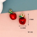 Detailed view of red apple enamel charm with measurements and weight specifications - Apple Style