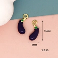 Detail showing 16mm height and 0.9g weight for purple eggplant alloy charm pendant - Eggplant Style