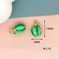 Detail view of 3D green watermelon enamel charm showing 14mm height and 8mm width - Watermelon Style