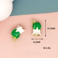 Detailed view of green and white flower bud alloy charm with measurements - Cabbage Style