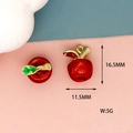 Detailed view of a red enamel apple charm with clear size dimensions and weight info - Big Apple Style