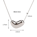 Polished silver bean pendant on snake chain necklace with dimension measurement markings - Geometric Heart Style Steel Color (H690)