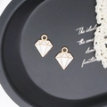 Dijes de diamante de esmalte blanco con bordes dorados para hacer joyas de bricolaje - 12*15mm / Diamante Blanco