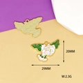Detailed close-up of floral enameled bird charms showing exact 29mm by 20mm dimensions - Flower Bud Peace Dove