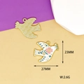 Peace dove bird alloy enamel pendant for DIY jewelry making with dimensions and weight - Pink Flower Peace Dove