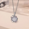 Elegant S925 silver shell pendant necklace with iridescent mother of pearl and pink zircon - Rhinestone White Shell Style (8011) Silver