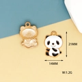 Panda alloy enamel charm detail showing dimensions 21mm by 14mm for DIY jewelry - 4. Panda Raising Hands And Feet / L
