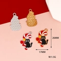 Gedetailleerde afmetingen voor kerstbedeltjes met een zwarte kat en een zuurstokje DIY - Zuurstok Zwarte Kat (D-072) / Goud