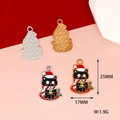 Gedetailleerd overzicht van kerstkat hanger met afmetingen 25x17mm en 1,9g gewicht - Kerstman Zwarte Kat (D-072) / Goud