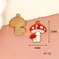 Detailed view of red mushroom enamel charms showing dimensions 23mm by 18mm and weight - Mushroom / Red