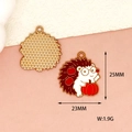 Hedgehog enamel charm with pumpkin and apple for Thanksgiving DIY jewelry crafts - Hedgehog / Colorful