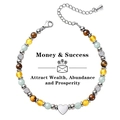 Detailed view of prosperity bracelet with 6mm tiger's eye and heart charm - Money and Success Style