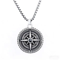 Vintage-Kompass-Anhänger aus oxidiertem Silber mit schwarzem Edelstein - Schwarzer Edelstein Kompass Stil (C0311) / Nur Anhänger (Ohne Kette)