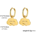 Polished 18K gold plated stainless steel cloud smiley face drop earrings for women - Gold - Smile Cloud