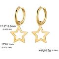 Minimalist gold-plated hollow star earrings in stainless steel with size measurements - Gold - Hollow Star
