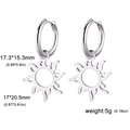 Silver hollow sun pendant hoop earrings with geometric cutouts and detailed dimensions - Steel - Sun