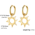 Golden stainless steel heart earrings with sun pendant and specific size measurements - Gold - Sunburst