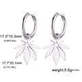 Silver stainless steel huggie earrings with maple leaf pendant on white background - Steel - Maple Leaf