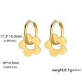 Minimalist gold-plated stainless steel hoop earrings with hollow five-petal flower charm - Gold - Five Petal Flower