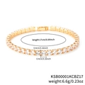 Bracciale tennis hip hop dorato con file di pietre di zirconia cubica quadrate - 17cm (4.0mm Zirconia) / Oro KC