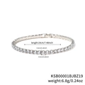 Detalle de pulsera tenis de cobre plateado de 19 cm con circonitas microengastadas de 0,4 cm - 4.0 Oro Blanco Circonia Blanca - 19cm