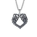 Collana con pendente a cuore di teschi gotici in acciaio vintage con catena a scatola - Teschio di picche + catena in acciaio inossidabile