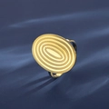 Goldener Edelstahlring im Vintage-Stil mit dreilagiger konzentrischer Perlenstruktur - Einstellbar Offen / Gold Oval Strukturierter Stil (TR21102303)